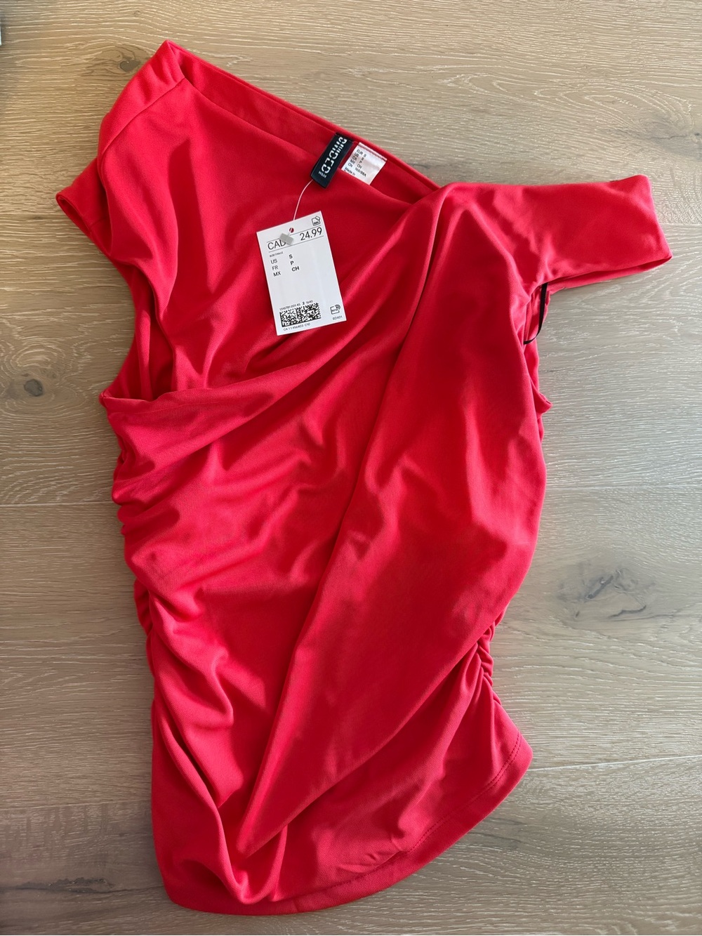 H&M Vibrant Red One-Shoulder Ruched tank